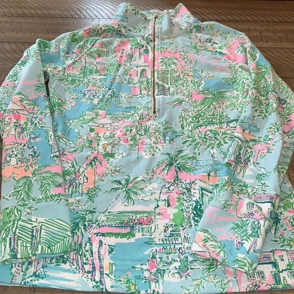 Lilly Pulitzer 🌴 🌸Palm Beach 🌺🏖️ Skipper Hoodie Kangaroo 🦘Pockets 1/2 Zip🆙 - Picture 5 of 17